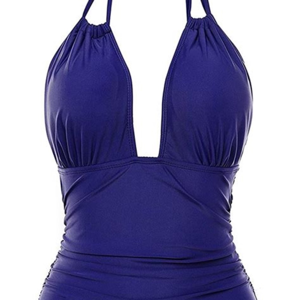 NWOT B2PRITY One Piece Halter Style Swimsuit Blue Size Medium